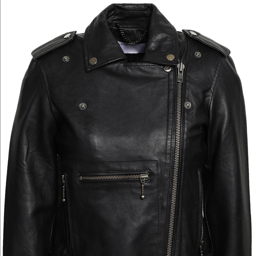 Muubaa black leather biker jacket